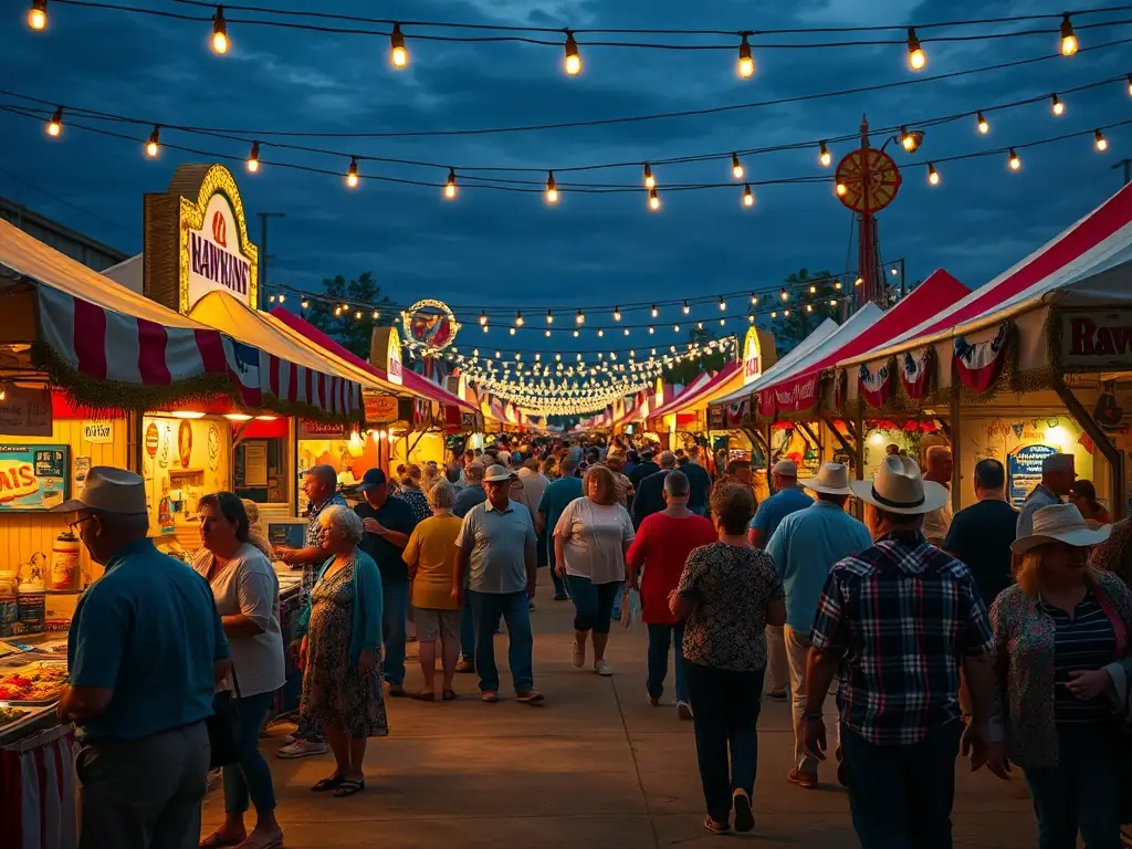 An engaging image of a local festival or event in Hawkins, showcasing community spirit and local culture, with residents participating in the festivities.