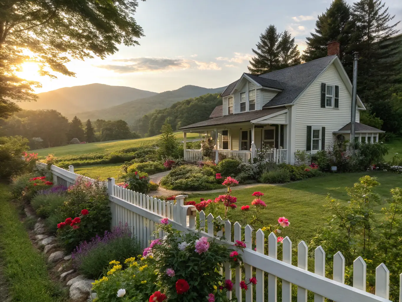 A cozy, charming cottage-style home in a historic Lindale neighborhood, surrounded by mature trees and colorful gardens, exuding warmth and character.