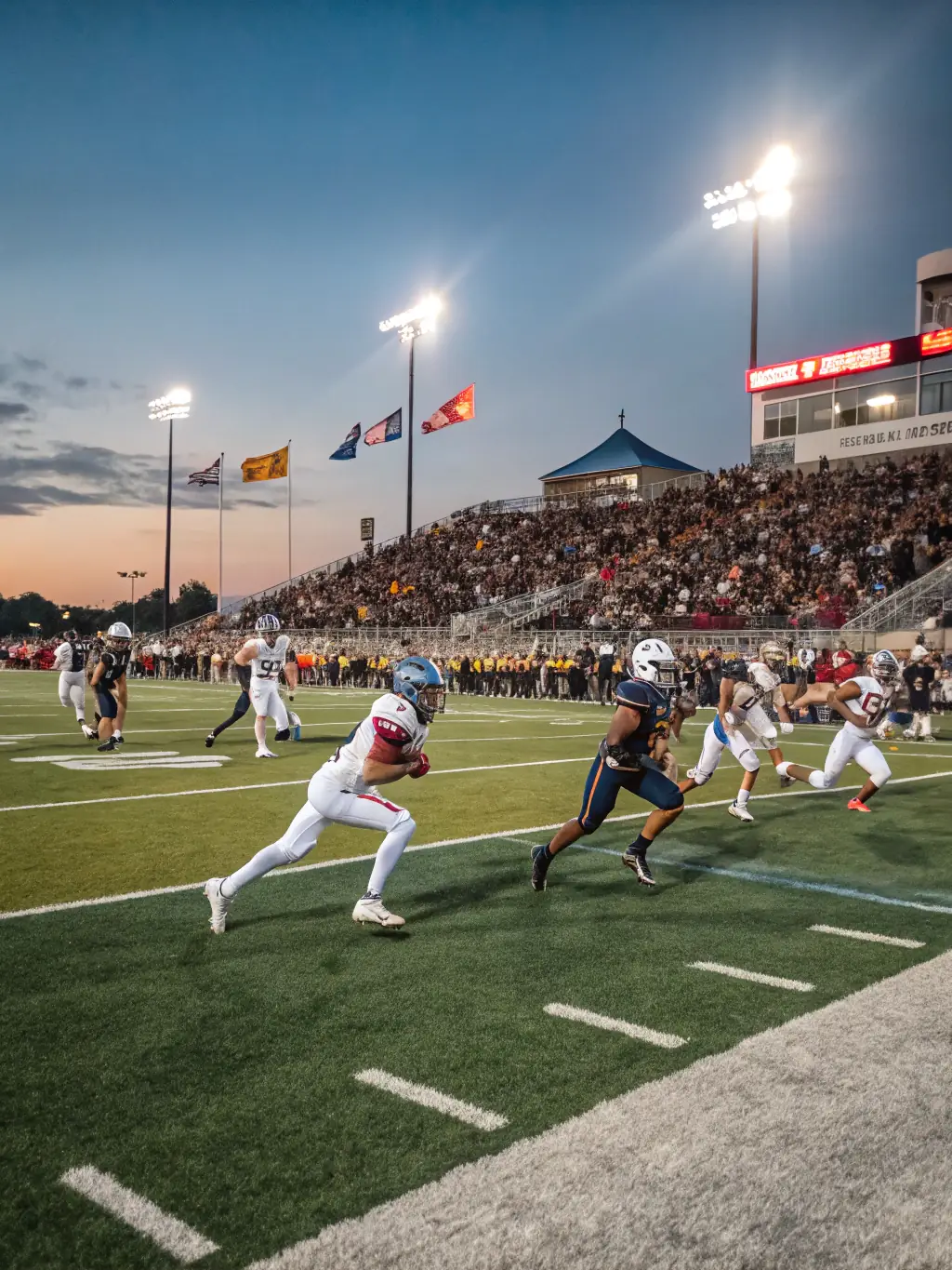 A lively image of a Texas Tech Red Raiders football game, with fans cheering in the stands and the team in action on the field, capturing the energy of game day.