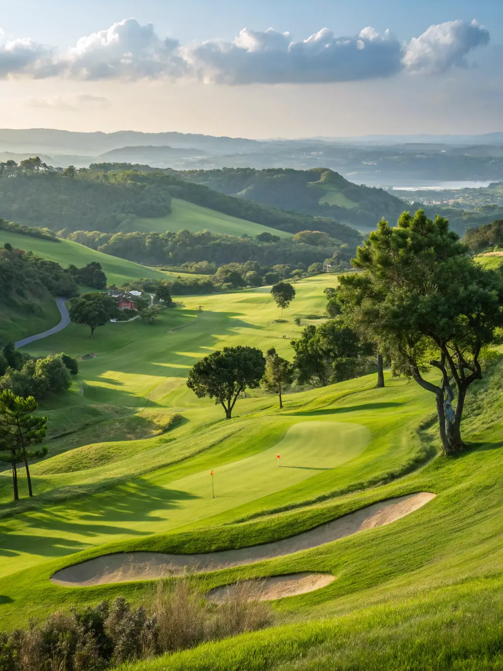 A picturesque image of the Hollytree golf course with lush green fairways and meticulously maintained greens, showcasing the community's commitment to providing top-tier recreational facilities.