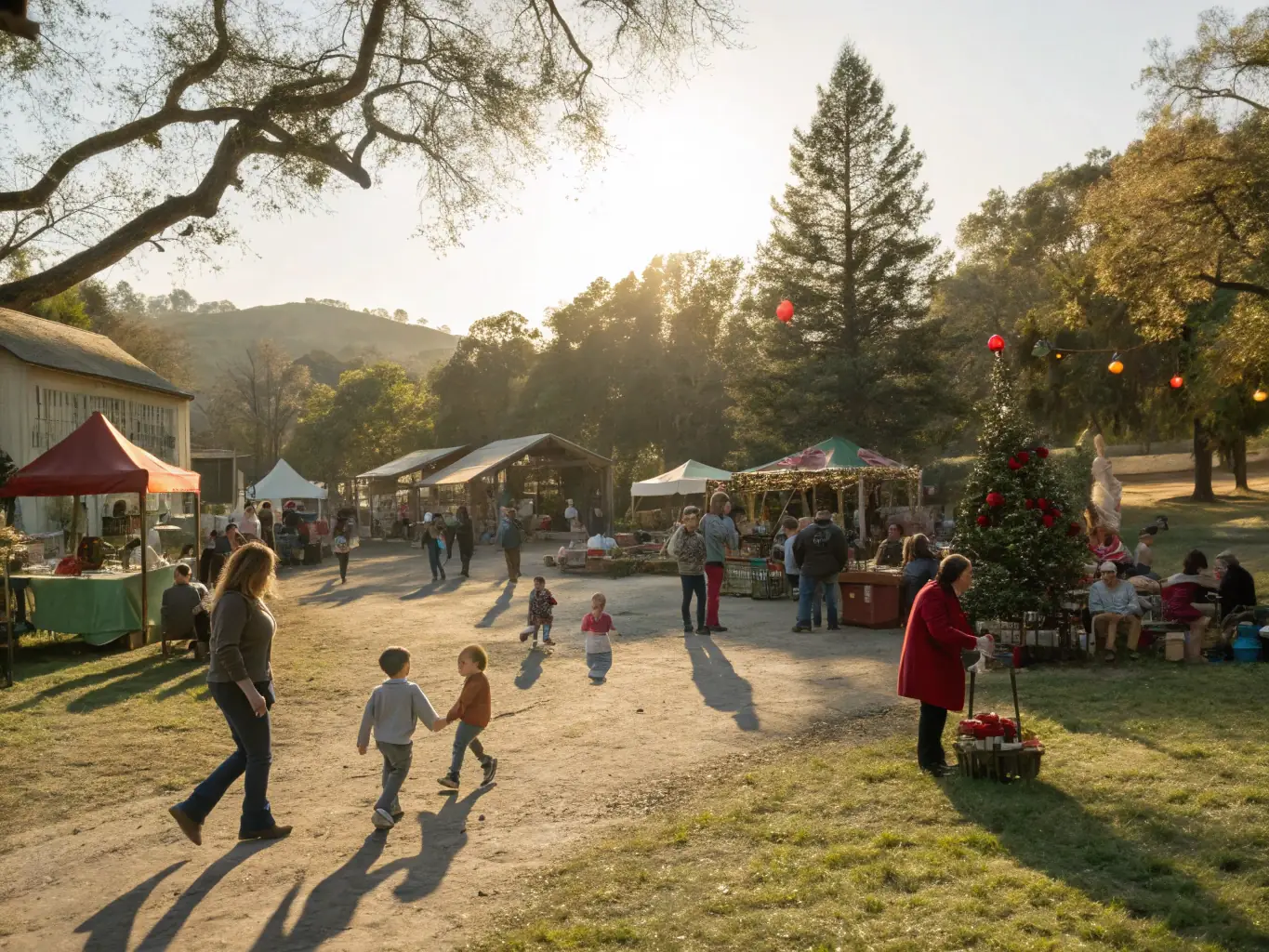 A vibrant image of a community event in Hawkins, Texas, such as a local festival or farmers market, emphasizing the strong community spirit.