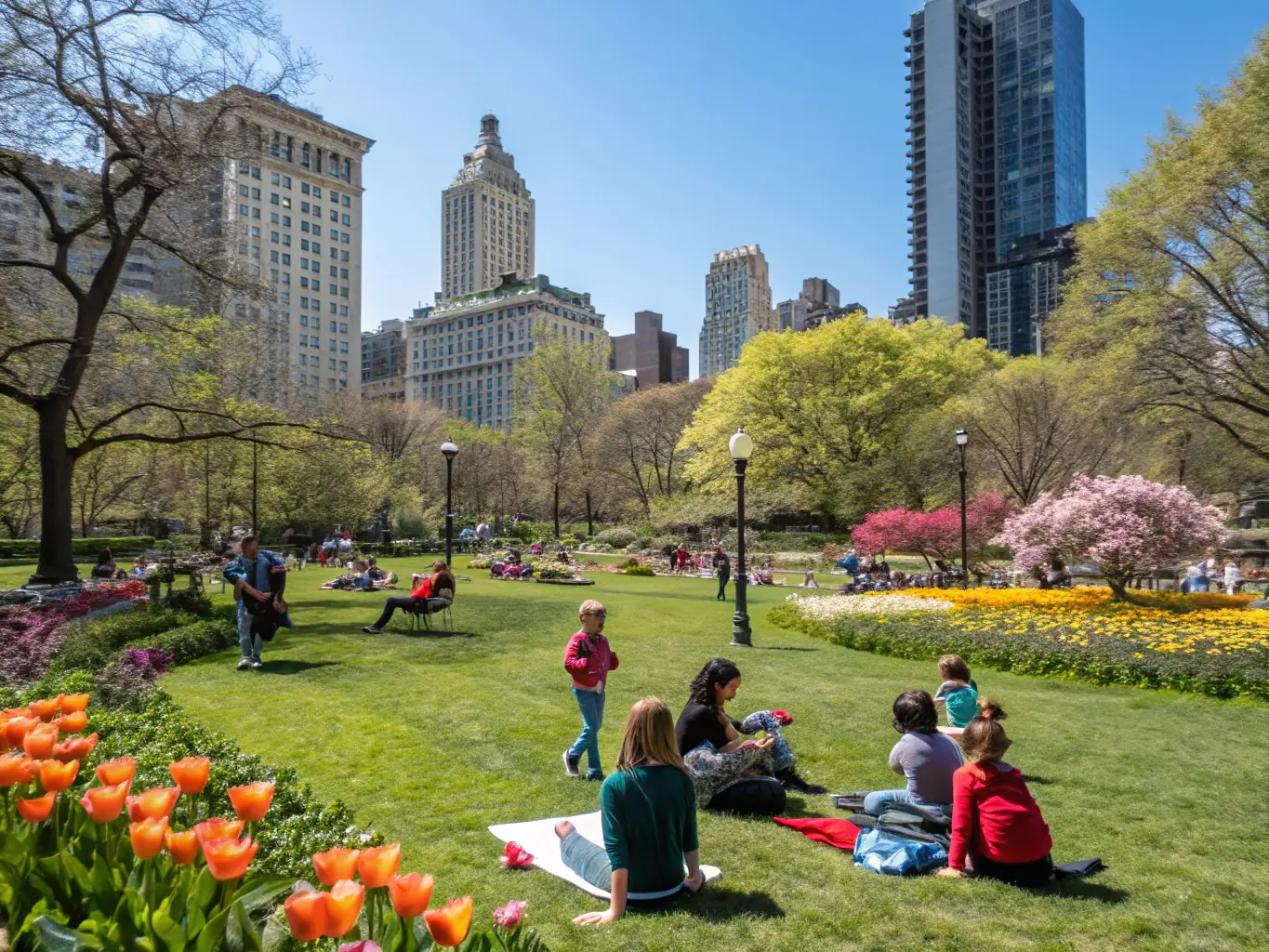 A vibrant community park in either Bullard or Whitehouse, Texas, filled with families enjoying a sunny afternoon, highlighting the active and community-oriented lifestyle of the area.